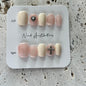 Pink Off White Cross Handmade Nails