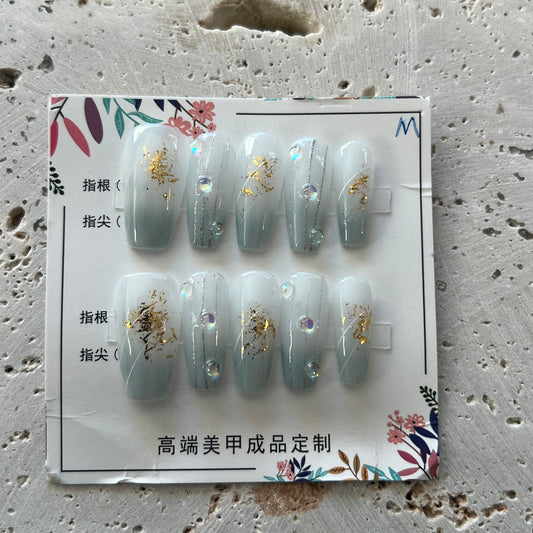 Blue Gold Handmade Nails