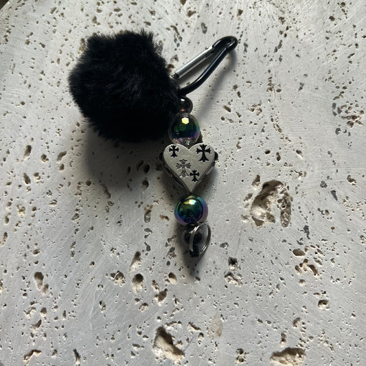 Black Chrome Heart Inspired Keychain