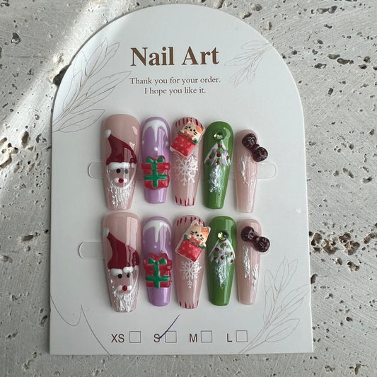 Santa Christmas Handmade Nails