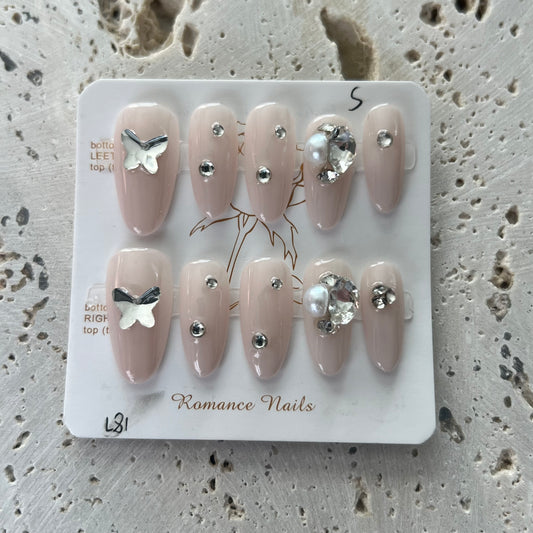 Light Pink Almond Handmade Nails